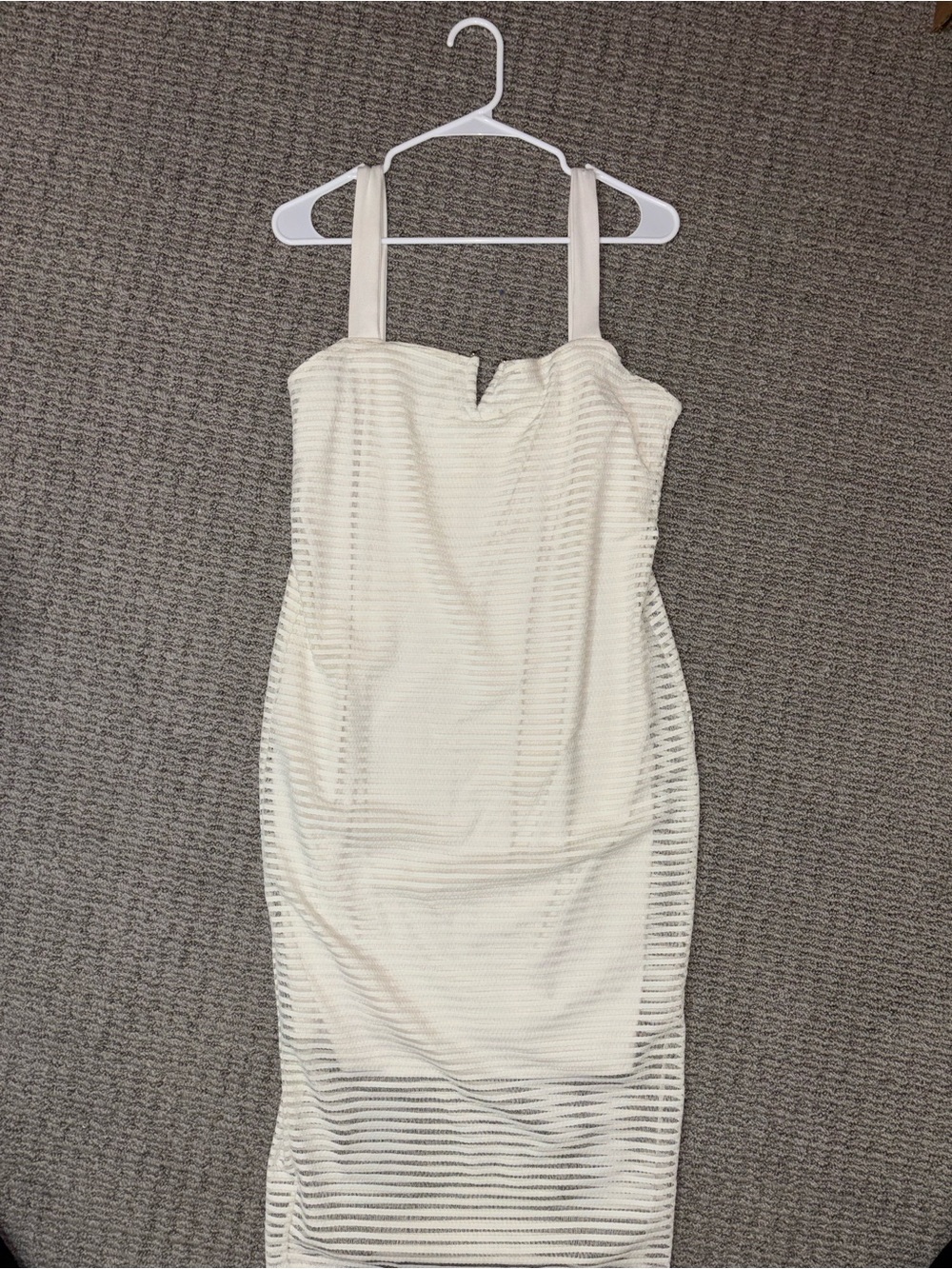 Good American Cream Striped Midi Bodycon Dress - Size 4 - NWT